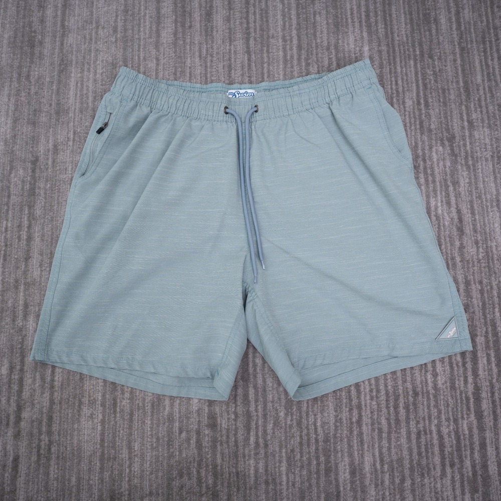 Mr. Swim Board Shorts Mens XXL Blue Textured Drawstring Mesh Lined Trunks